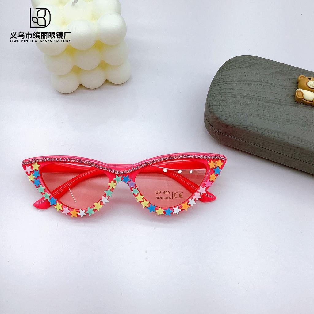 Модные персонализированные детские солнцезащитные очки солнцезащитные очки кошачий глаз Diy Star Chain моделирование солнцезащитный крем солнцезащитные очки Tide