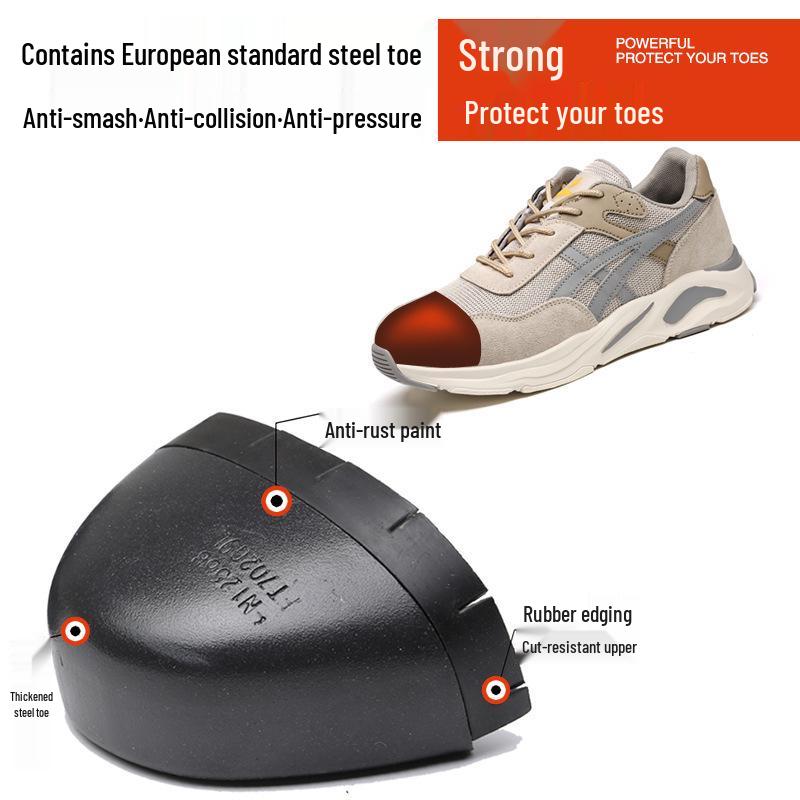Мужская легкая защитная обувь со стальным подноском - Защита от ударов, Защита от проколов, Нескользящая, Износостойкая, Удобная рабочая обувь
