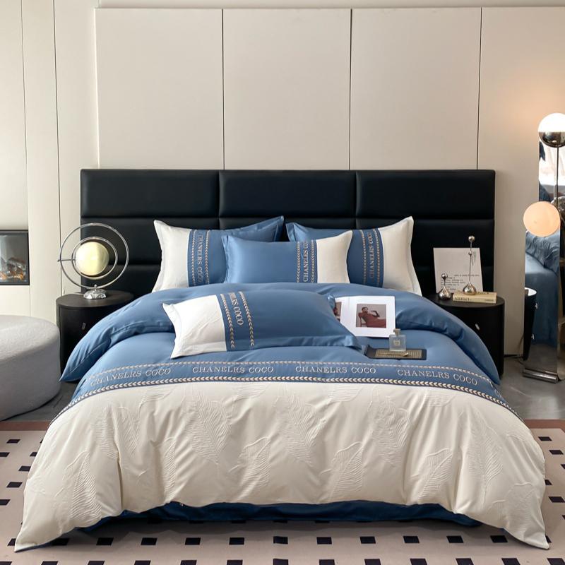 Комплект из четырех предметов из стираного шелкового рельефа с жаккардовым узором Tencel, простыня, пододеяльник