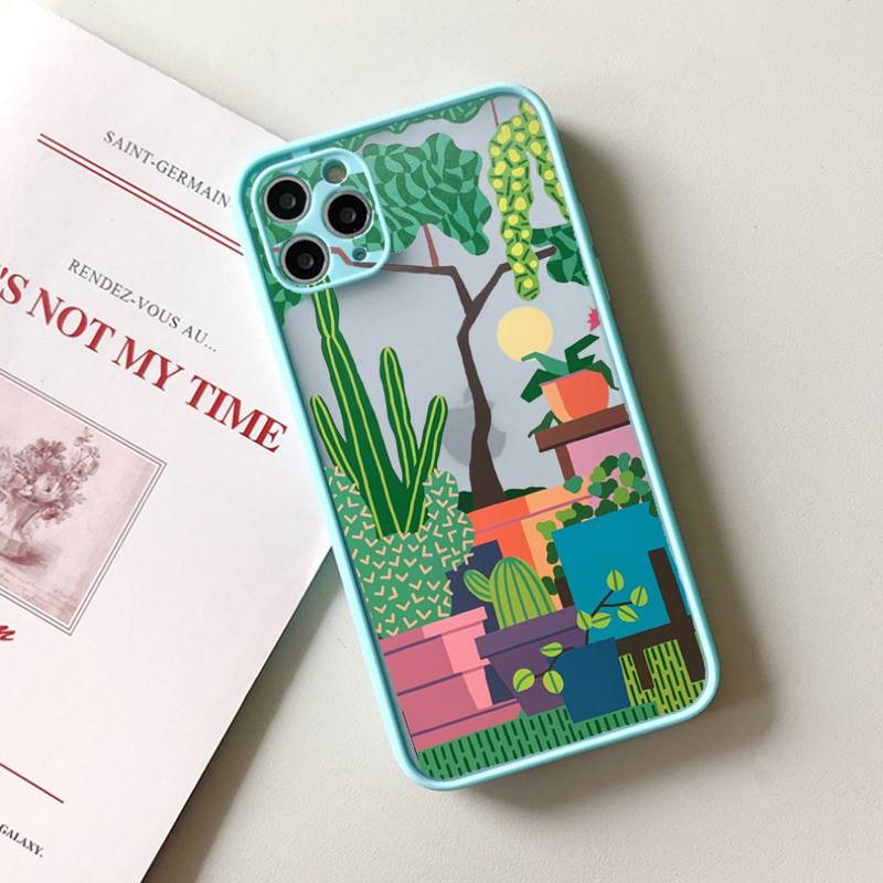 Чехол для телефона с рисунком кактуса, матовый прозрачный для iphone 11 12 13 7 8 plus mini x xs xr pro max чехол