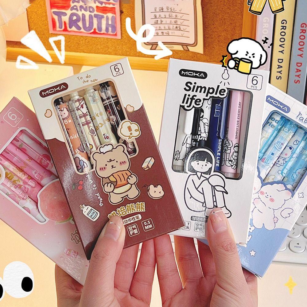 Мультяшная стираемая ручка 0,5 мм для письма, студенческий подарок, шариковая ручка, ручка с нейтральными чернилами, гелевая ручка с черными/синими чернилами