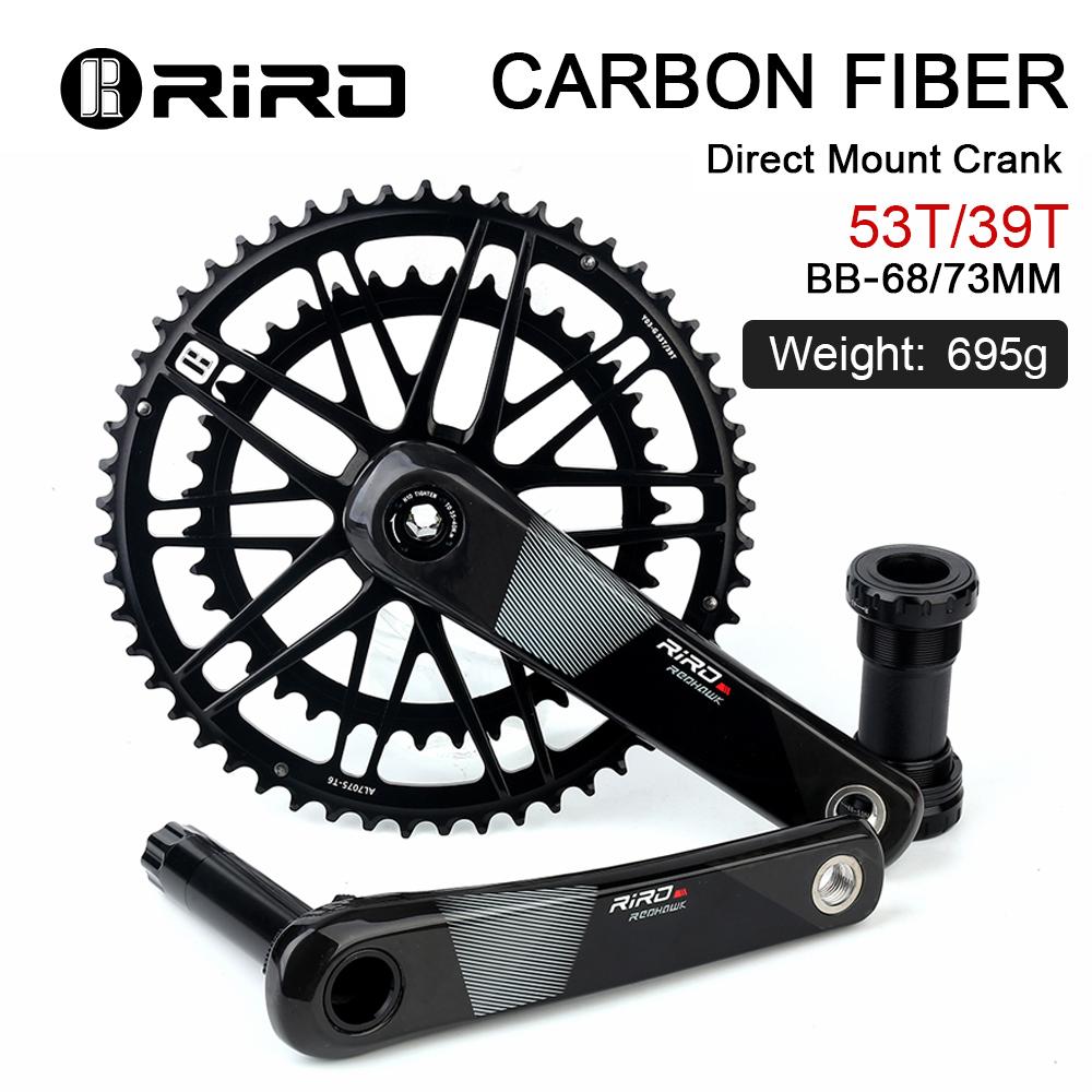 RIRO Carbon Fiber Crank Road Bike 11/12 Speed 50-34/53-39T Direct Mount Bicycle Crankset 170mm 46/48/50/52T Chainring Bike Parts