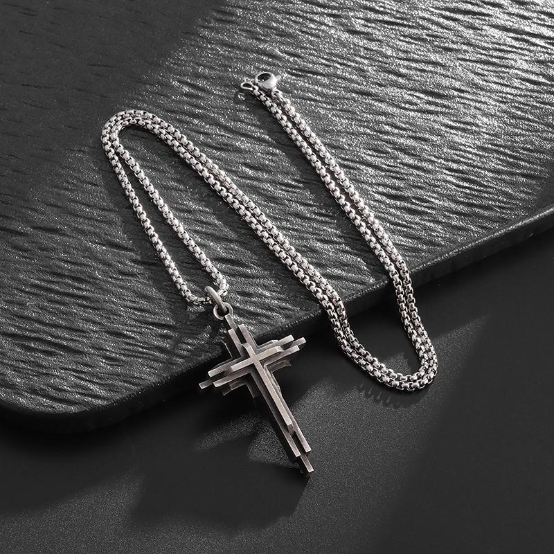 Vintage Catholic Cross Pendant Necklace Men Women Christian Believers Prayer Amulet Jewelry