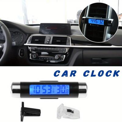Автомобильные цифровые часы с дисплеем температуры на вентиляционном отверстии для приборной панели, автомобильные аксессуары, внутренний термометр 12/24 часа