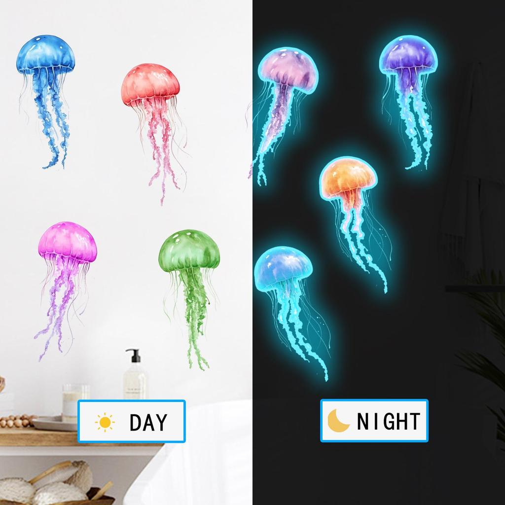Синие светящиеся наклейки «Волшебные медузы» для украшения детской комнаты