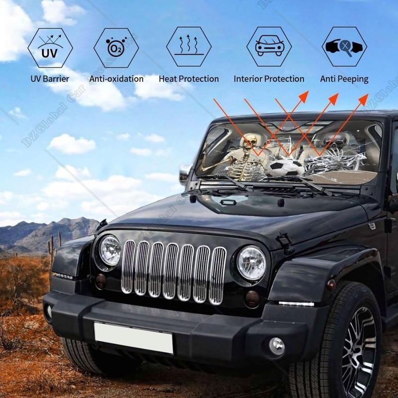 Skull Car Sunshade for Front Windshield Sunshades Sun Visor Protector Blocks Uv Rays Foldable Keep Your Vehicle Cool