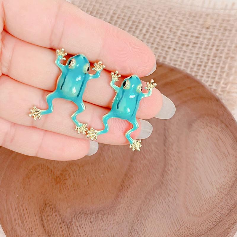 Одна пара персонализированных милых причудливых мультяшных новых колец в виде лягушки, сережек-клипс в виде лягушки