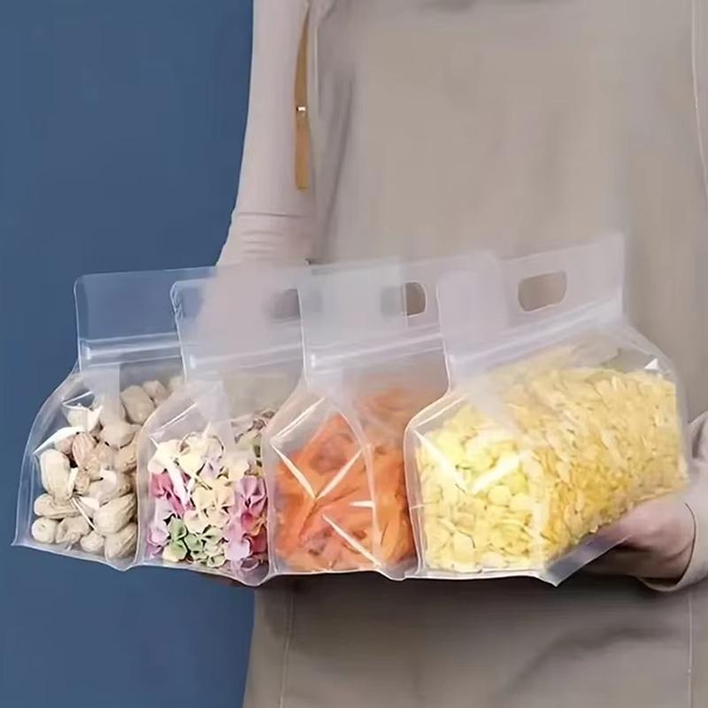 10 шт. Многоразовые герметичные пакеты для хранения продуктов с ручкой для орехов, зерна, овощей, фруктов и закусок. Кухонные органайзеры