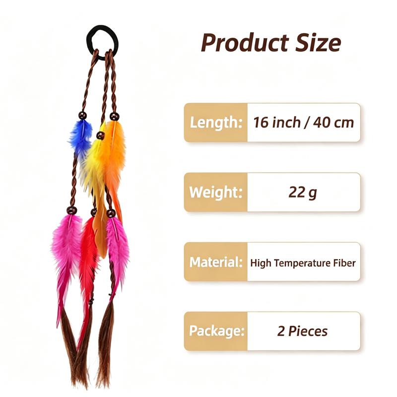 Clip in Hair Extensions Feathers with Beads Boho Feather Synthetic Hair Clips for Women Rave Music Festival Accessories Halloween Costume