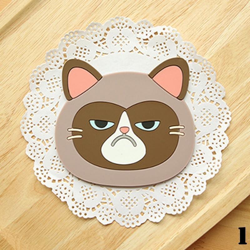 Коврик для чашки, коврик для чайной чашки, подушка для кружки, силиконовая посуда, милый кот, забавный