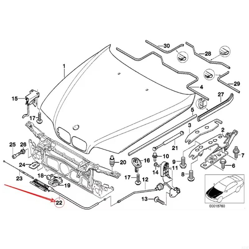 2025 Новый Трос Открытия Капота Замена Троса Открытия Автомобильные Аксессуары Легкая Установка для E39 520i 523i 525i