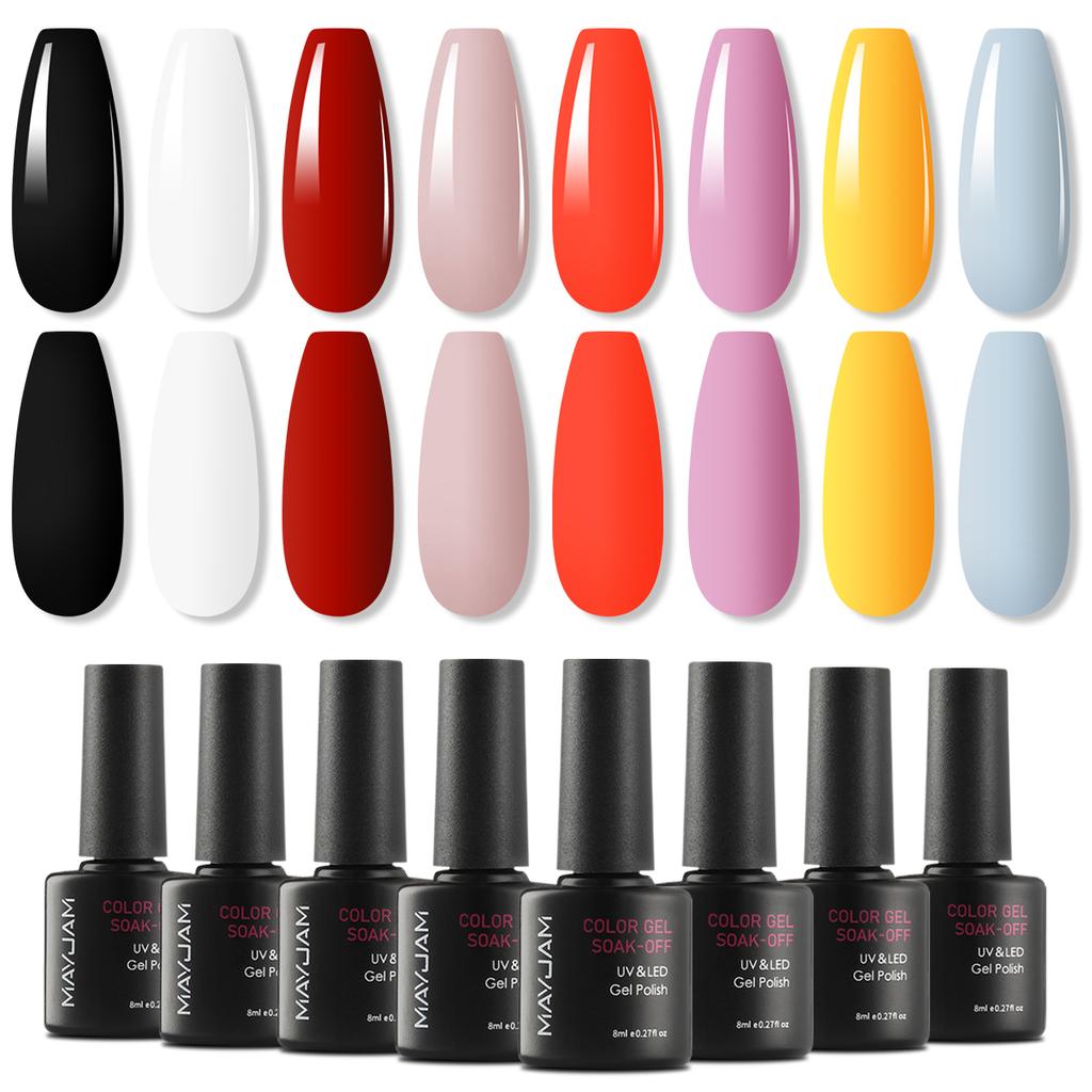MAYJAM 8 шт. цветной набор гель-лаков для ногтей с блестками голографические УФ-гели для ногтей отмачиваемый УФ-гель для ногтей женский модный уход за ногтями
