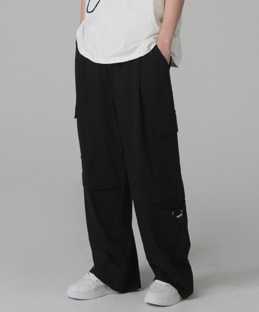 UNLC Wide Cargo String Pocket Pants Black
