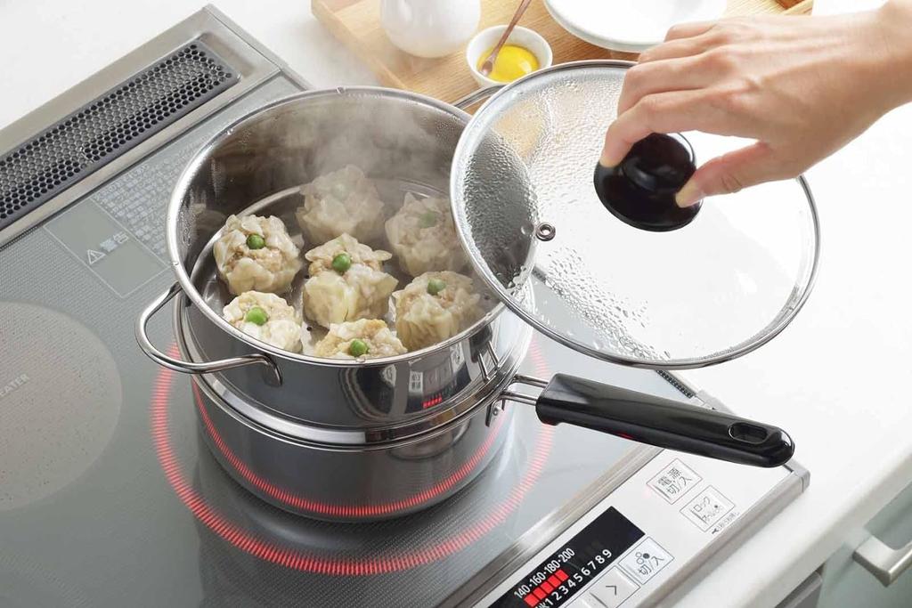 Yoshikawa One-Handed Two-Tier Steamer, 18cm, Steaming Calendar, Gift Wrapping Available, SJ3357