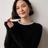 Women's Color Block Round Neck Cashmere Sweater – Loose Knit Pullover for Autumn and Winter, Versatile Fashionable Wool Top