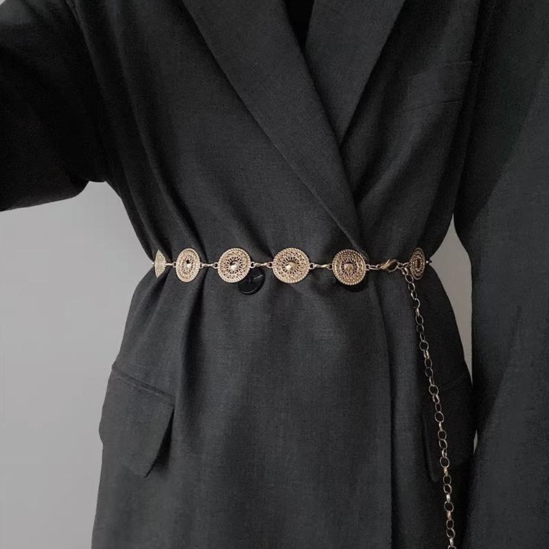 Золотая регулируемая пряжка длинный пояс на талию цепочка винтажная ажурная металлическая