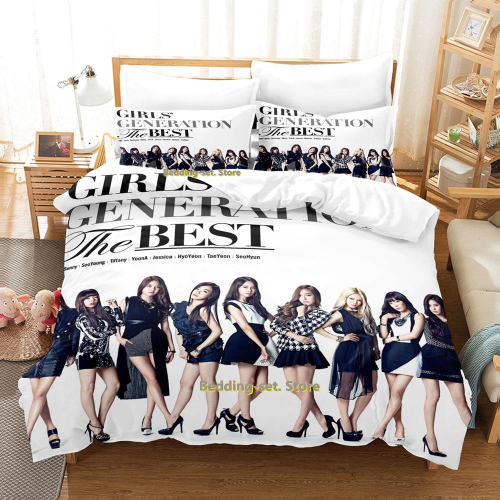 Kpop Young Girls Generation Комплект постельного белья Односпальный Двуспальный Full Quen King-Sized Размеры Размеры Комплект постельного белья Взрослые Дети Спальня Трехкомпонентные комплекты