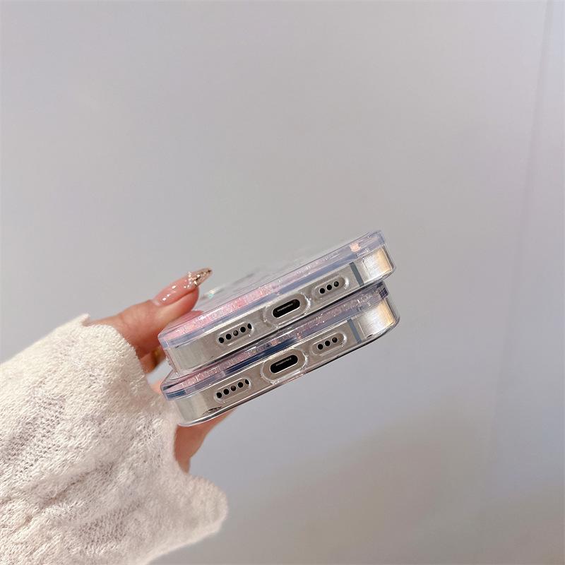 Косметичка Принцессы и Чехол для iPhone 16 Pro Max с Жидким Песком - Милые Аксессуары для Apple 15-17