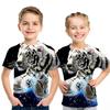 Summer Children Space Galaxy 3D T Shirt Angel Animal Lion Tiger Wolf Leopard Printed Boys Girls T-shirt Kids Fashion Tshirt Tops