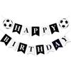 Soccer Happy Birthday Banner Black White, Personalized Letters Name Banner Sign, Birthday Garland Wall Door Banners Flag for Boys Girls Party