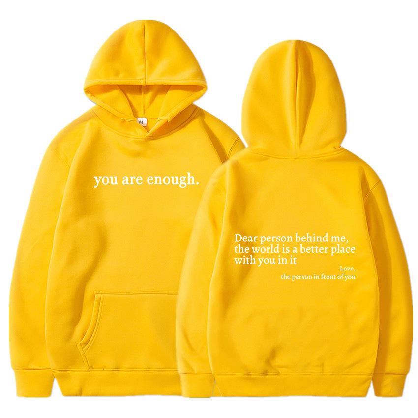 Women's Letter Print Hoodie with Kangaroo Pocket and Drawstring