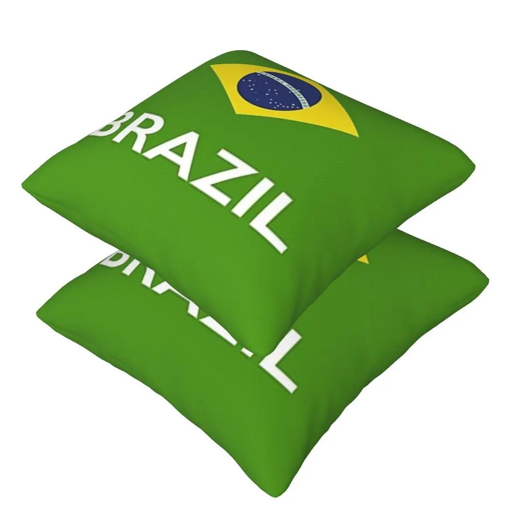 Brazil National Flag 2 Pcs Square Pillowcase Pillow Cover Cushion Zip Decorative Comfort Throw Pillow For Home Bedroom