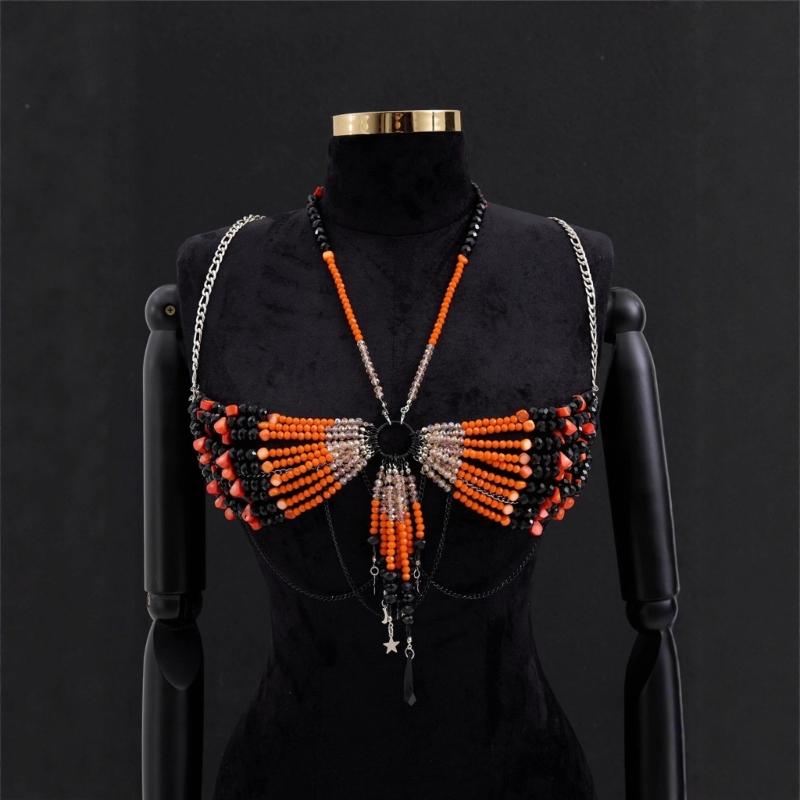 Модная цветная цепочка на бюстгальтер с акриловыми элементами Body Jewelry Аксессуар Идеально подходит для женских нарядов Подходит для повседневной носки