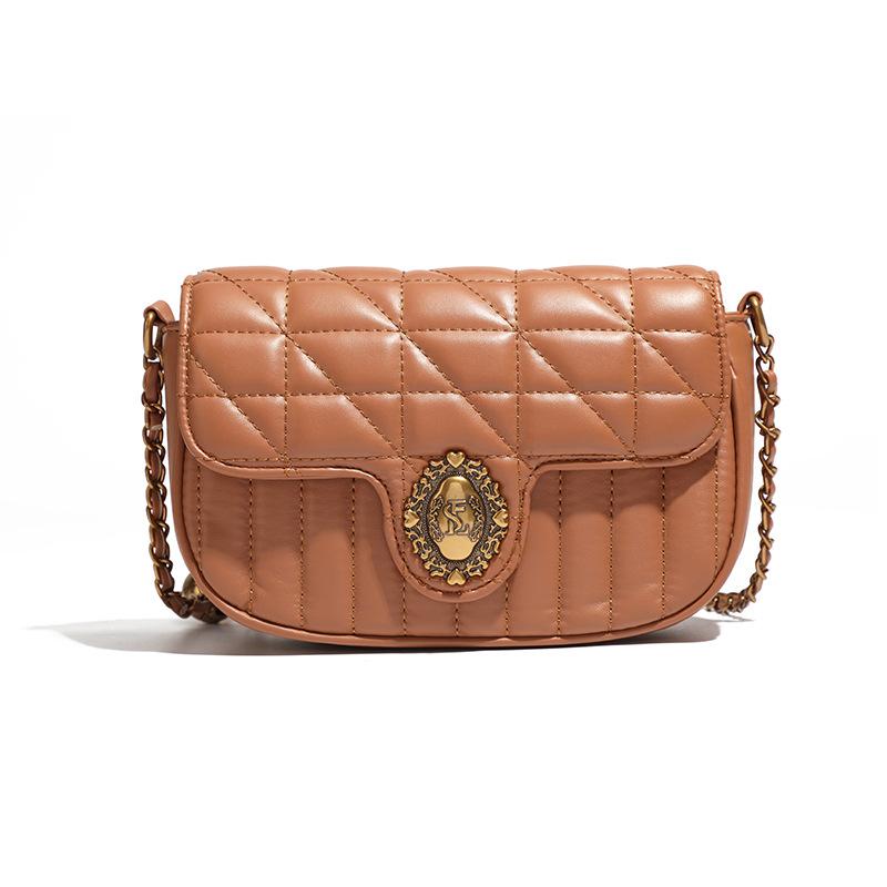 2024 New High-End Summer Versatile Crossbody Small Square Bag, Vintage Single-Shoulder Crossbody Quilted Chain Small Square Bag