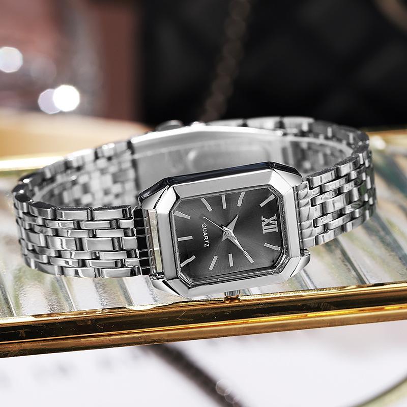 Легкие роскошные женские часы со стальным браслетом, простые квадратные кварцевые часы для студенток