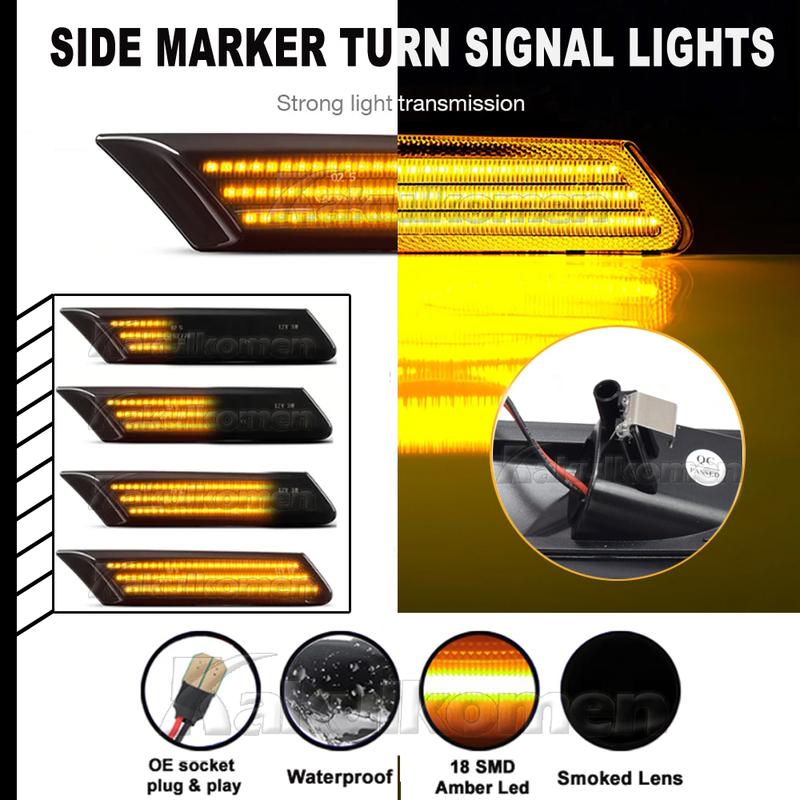 Sequential Flashing LED Dynamic Turn Signal Side Marker Light 2Pcs For Porsche 987 Cayman Boxster 911 997 Carrera Turbo GT3 GT2