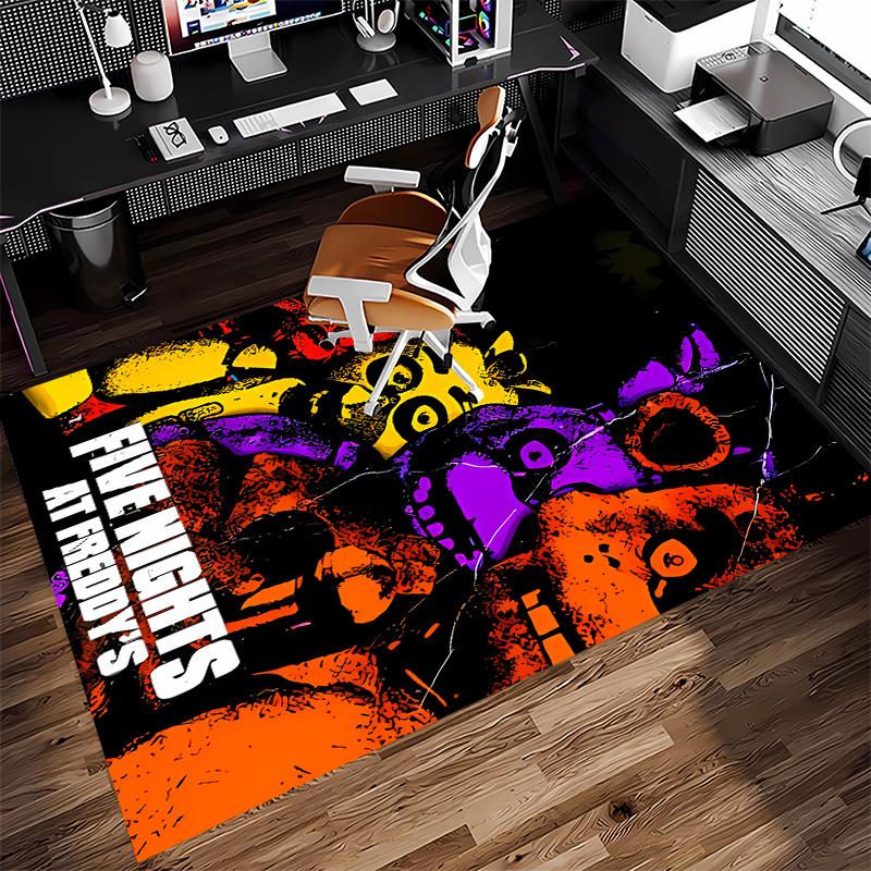 Horror game F-FNAF Freddy Print Area Rug - Soft, Washable Non-Slip Indoor Mat for Office Chairs, Living Room, Home Office Decorative Rug