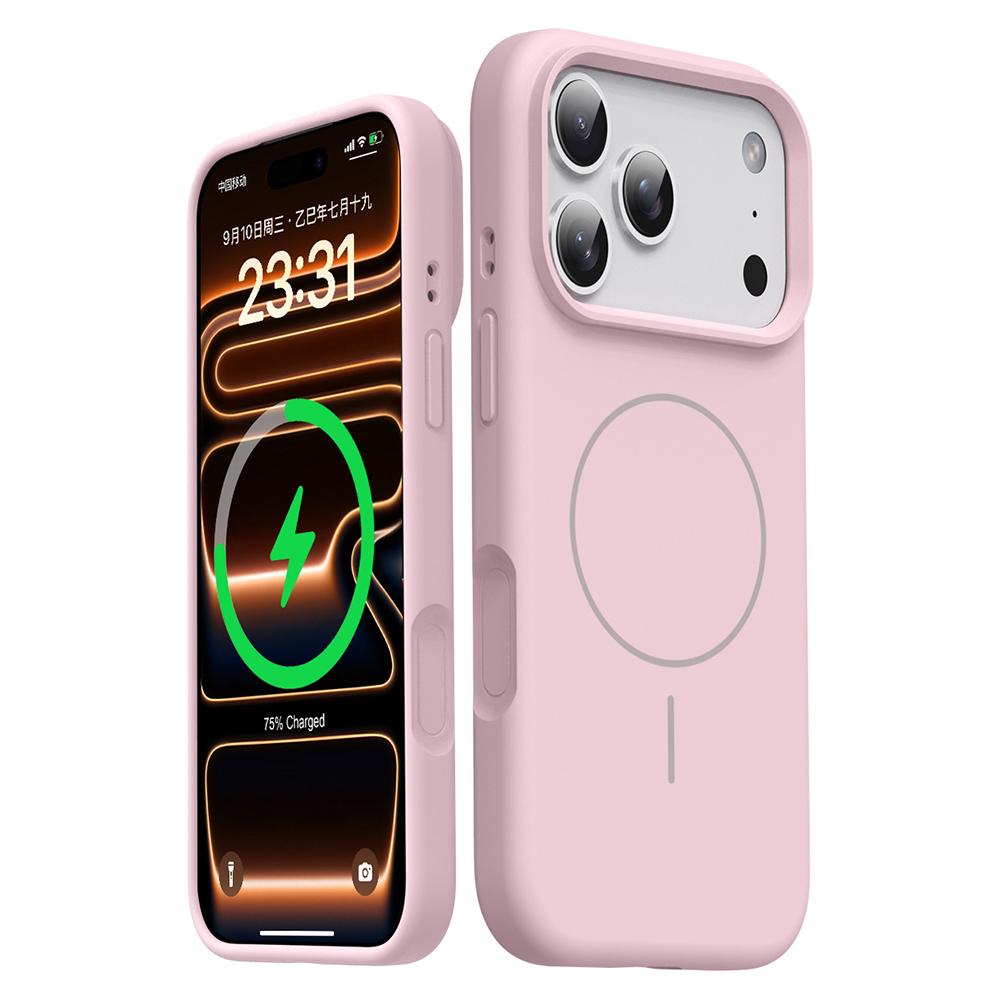 For iPhone 17 Pro Magnetic Case Skin-Friendly Liquid Silicone + PC Phone Cover Compatible with MagSafe