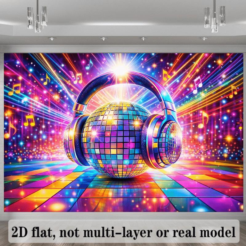 2D plane, 1 piece of neon disco hall background fabric, suitable for parties and birthdays
