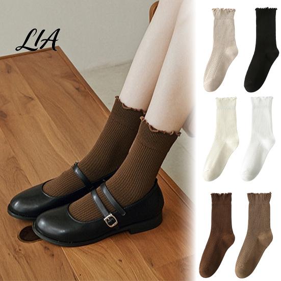Frilly Lace Trim Ankle Socks Women Ruffle Turn-Cuff Crew Socks, Breathable Combed Cotton Lettuce Edge Ribbed Knit for Girls Girls, Soft Stretchy