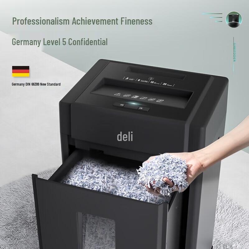 Deli Level 5 Micro-Cut Commercial Paper Shredder, 8-Sheet, 30-Minute Run CN plug (adapter included)