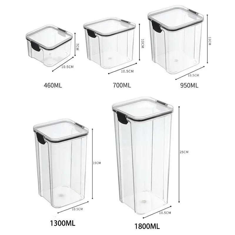 1-5Pcs Sets Sealed Jar Food Storage Box Transparent Plastic Kitchen Organizer Multigrain Tank Stackable Dried Sealed Storage Jar