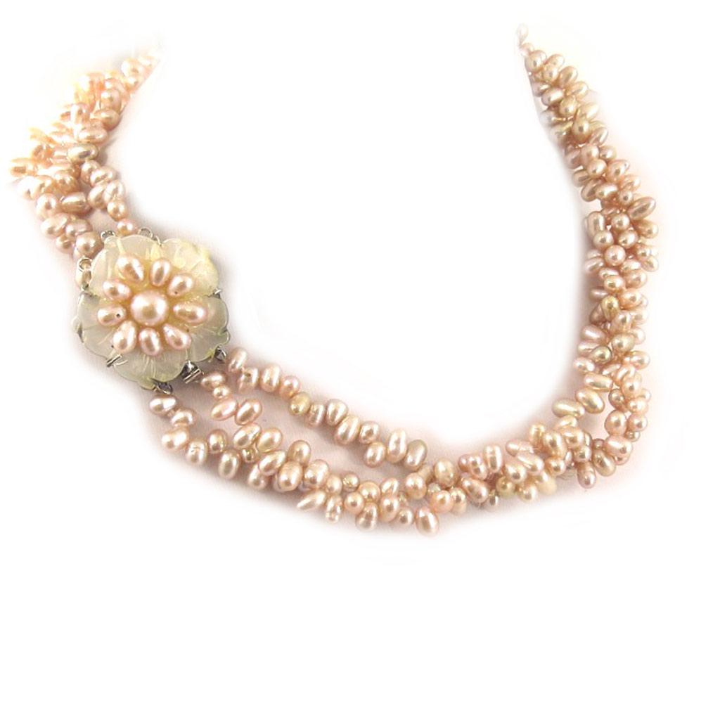 Les Trésors De Lily [C9063] - 'Anaïs Biwa' Necklace Pink