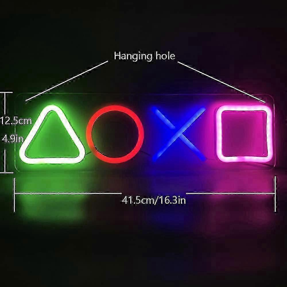 Game Console Button Icon Neon Sign 16.3"x 4.9" Game Controller Led Neon Light Wall Light Decor For Gaming Room Living Room, Man Cave Arcade Bar Club P