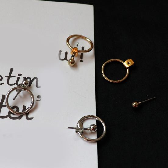 Женские простые полые круглые двухсторонние куртки, серьги-гвоздики, ювелирные изделия