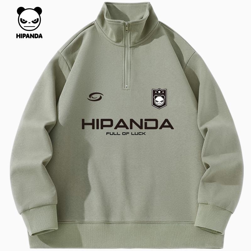 Hello Hipanda Panda Sports Stand-Up Collar Half-Zip Long-Sleeve Sweatshirt Pullover