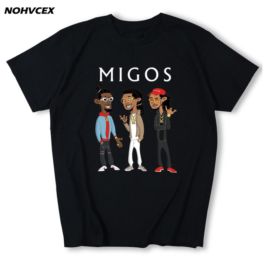Migos Хип-хоп Хлопок Мужская Футболка Мода