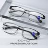 Men Square Metal Large Frame Prescription Spring Leg Elderly Customized Glasses Blue Light Blocking Eye Protection Eyeglasses