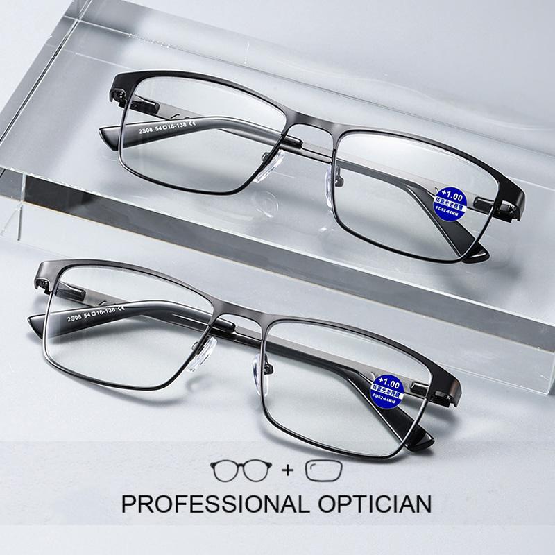 Men Square Metal Large Frame Prescription Spring Leg Elderly Customized Glasses Blue Light Blocking Eye Protection Eyeglasses