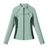 Womens Slim Fit Short Sports Jacket Quick Dry Color Block Stand Collar Zip Up Top Outdoor Hiking Camping
