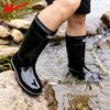 Warrior Men's High Tube Rain Boots Outdoor Fishing Car Wash Waterproof Wear-Resistant Rubber Shoes