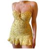 Женское весенне-летнее сексуальное платье без рукавов с вырезом на груди и цветочным принтом
