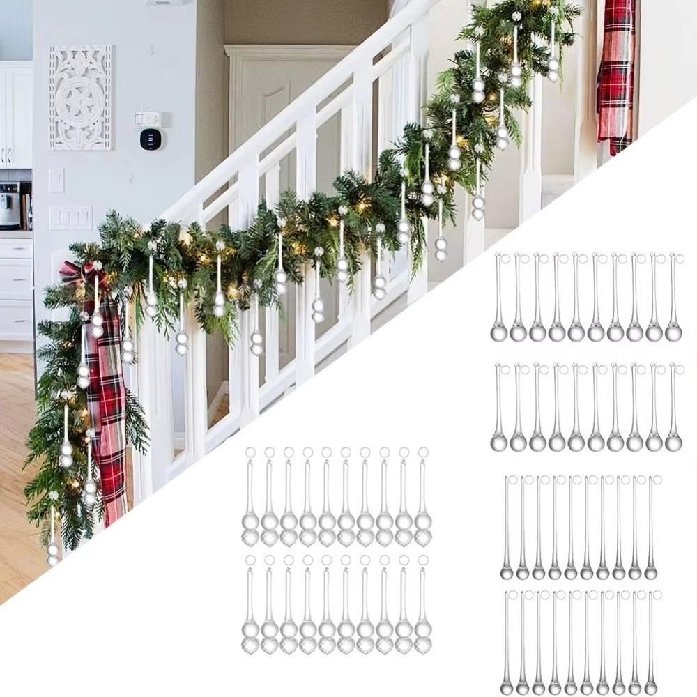 10 шт. Рождественские подвесные украшения в форме капли, хрустальные капли дождя, рождественские украшения, аксессуары для штор