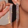 Temperament Luxury Super Flash Rhinestone Long Fringed Earrings