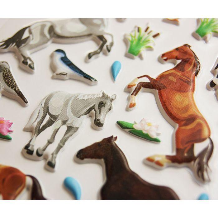 Scène à décorer pour enfants - Chevaux - Stickers Puffies