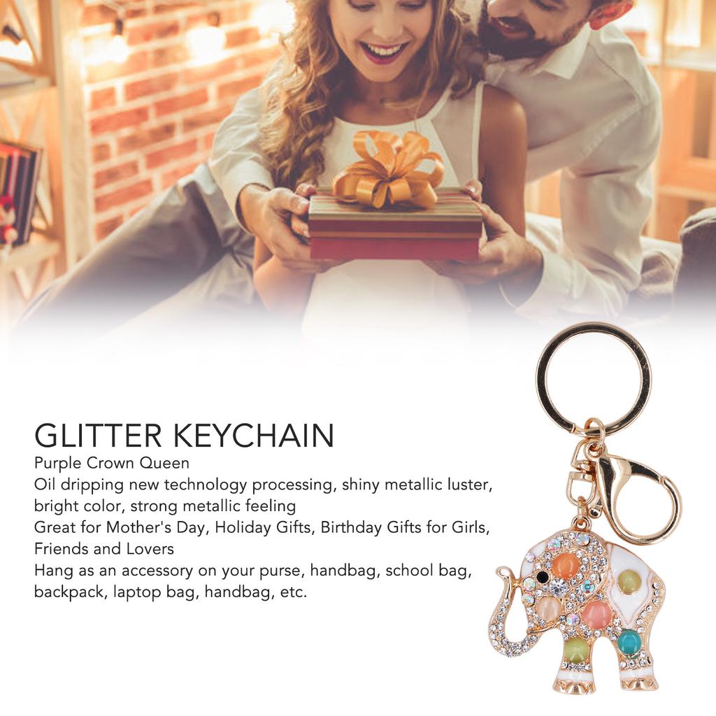 Zinc Alloy Elephant Shape Keychain with Rhinestone Beautiful Appearance Eco Friendly Fashionable Keychain